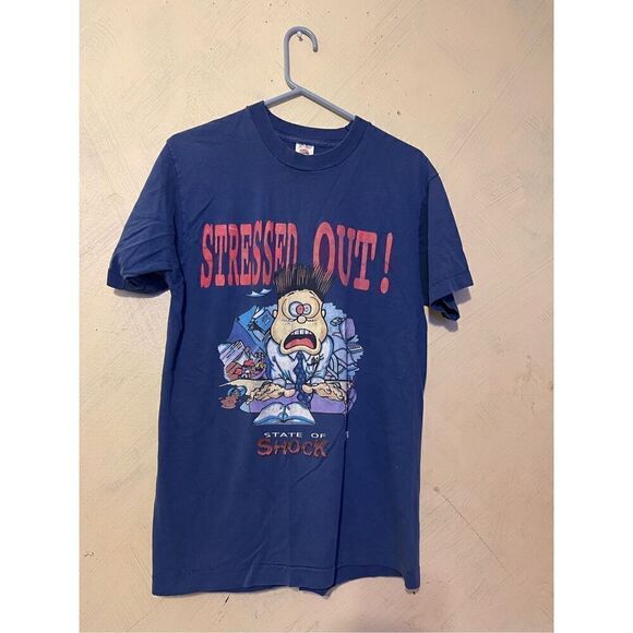 VTG 1996 Stressed Out! State of Shock Tshirt Freeze NY 90’s USA M one stitch “HO - Picture 1 of 7